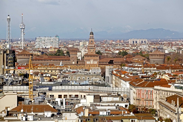 Panorama dall'alto della città di Milano